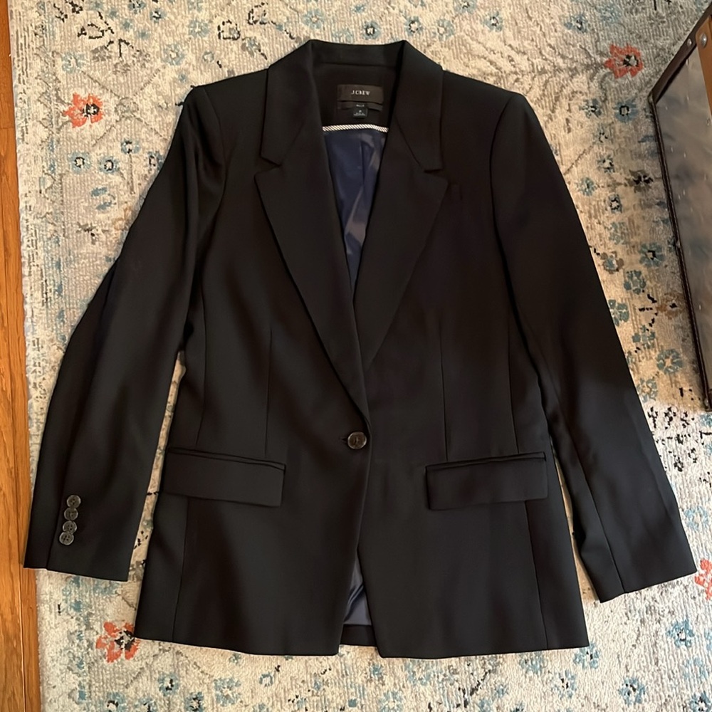 J Crew Willa Italian Wool Blend Black Suit Jacket Size 2 - Picture 6 of 16